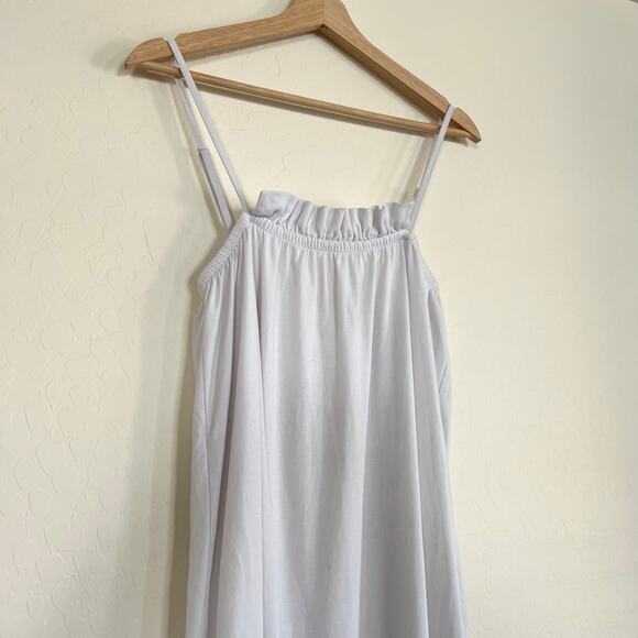 Lake Pajamas Pima Cotton Ruffle White Midi Nightgown Dress Small - Picture 5 of 6
